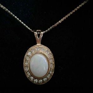 Vintage opal and rhinestone necklace