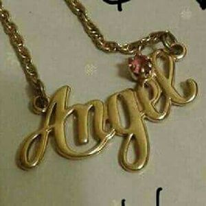 Vintage Avon Angel birthstone necklace