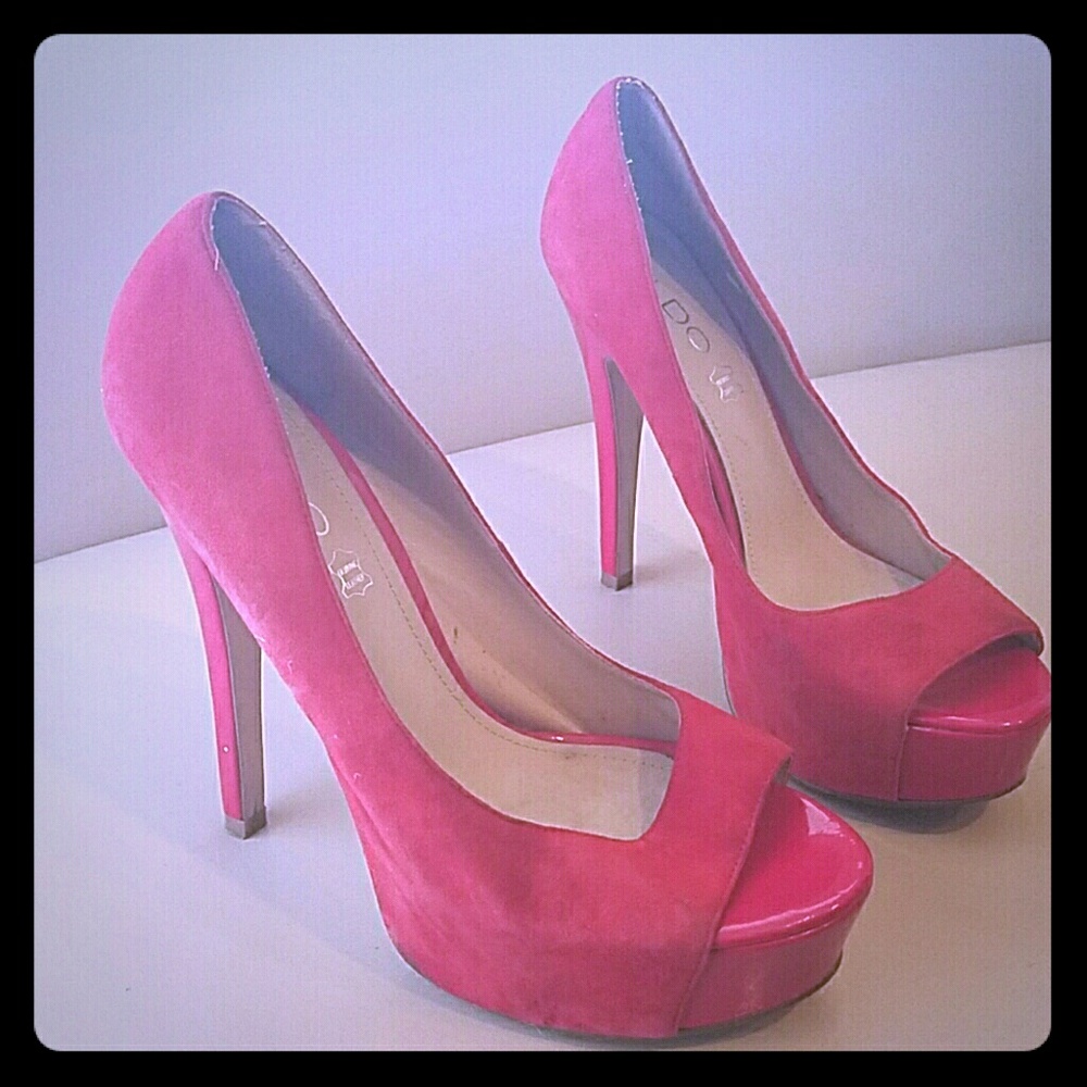 Red Aldo Leather Open Toe High Heels
