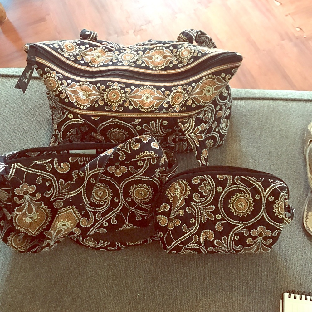 3 piece Vera Bradley Caffe Latte patterned bags