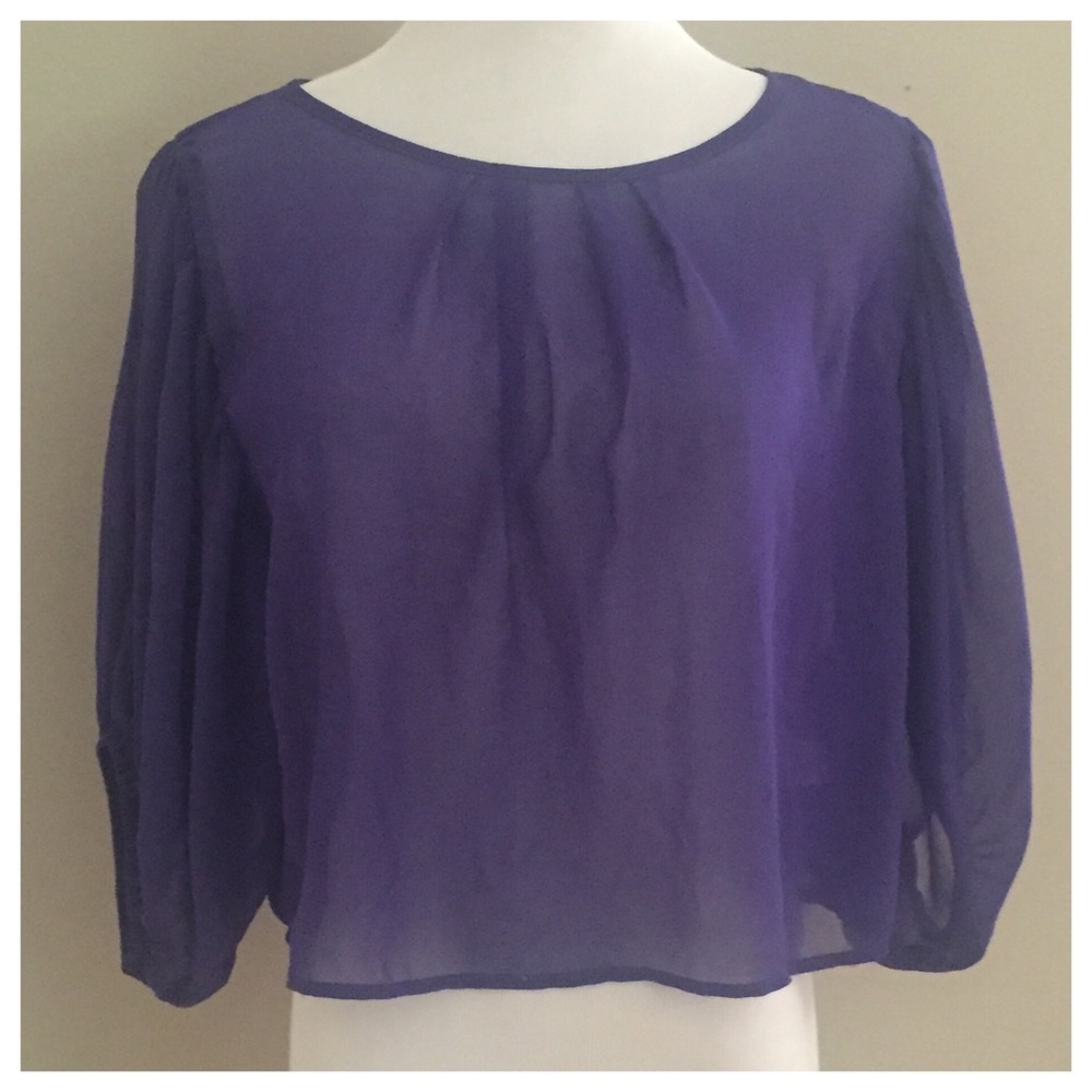 PURPLE CHIFFON SLIGHT CROP PEEP HOLE