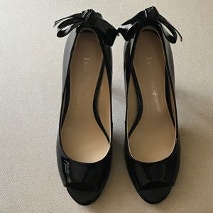 Enzo Angiolini Black Peep Toe Pumps w/Bow-REDUCED