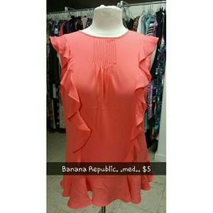 Banana Republic sleeveless M ruffle tunic coral