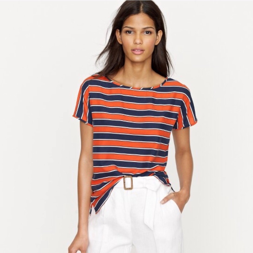 J. Crew Gondola striped silk T-shirt