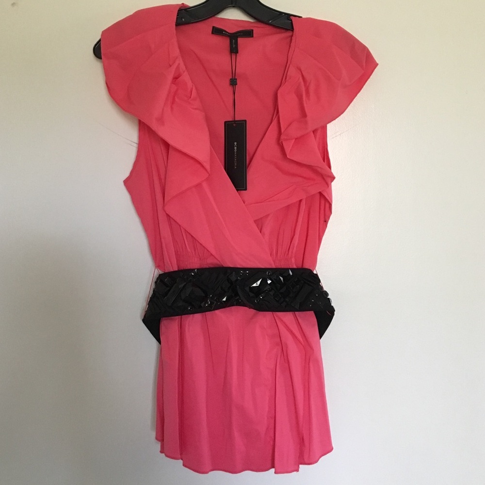 BNWT BCBG Top with jeweled belt