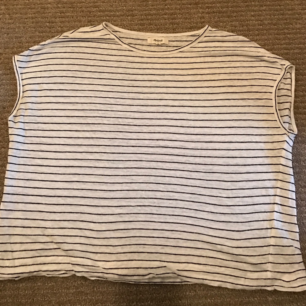 Madewell black and white stripped tshirt size m