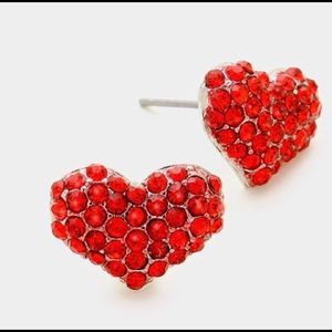Crystal pave heart stud earrings