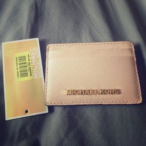 NEW Michael Kors PINK Saffiano Leather Card Case