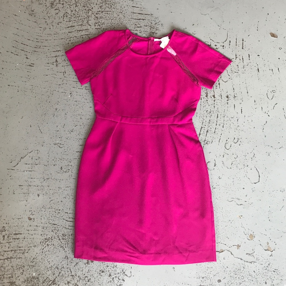 Fuchsia pencil dress with lace