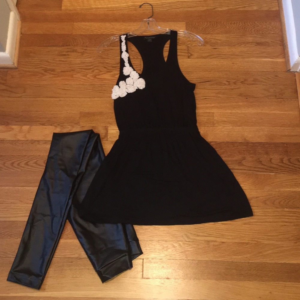 Black with white flowers tank/tunic