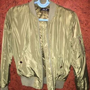 Olive bomber jacket.