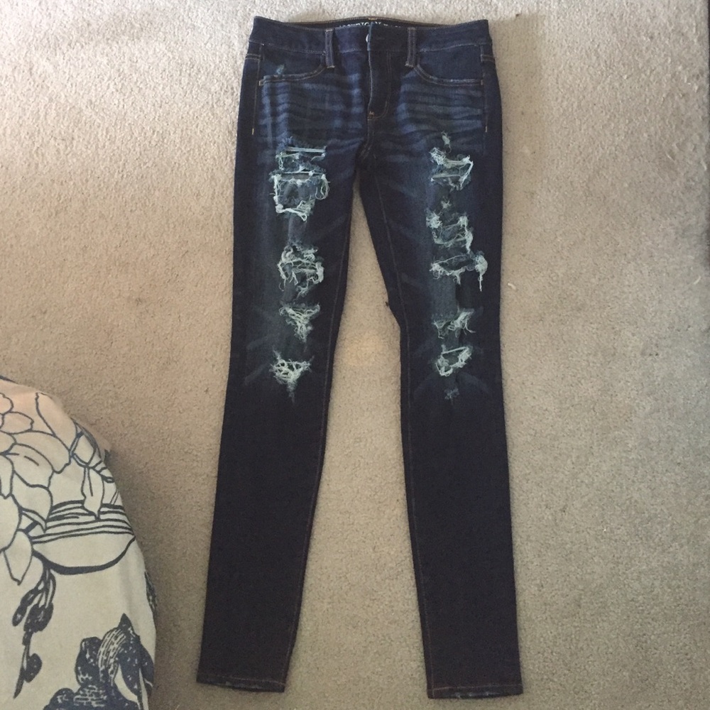 Dark wash ripped jeans