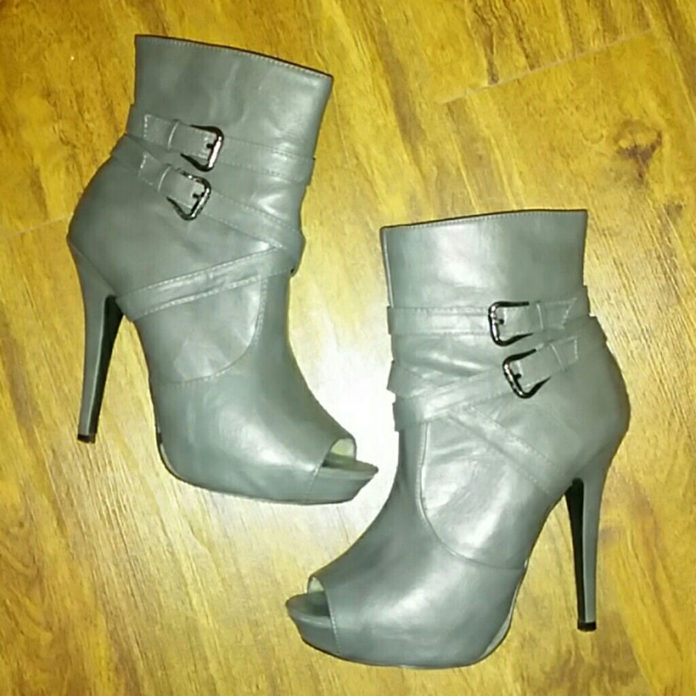 Sexy Grey Peep Toe Booties