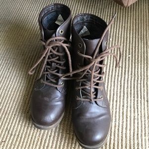 Brown combat boots