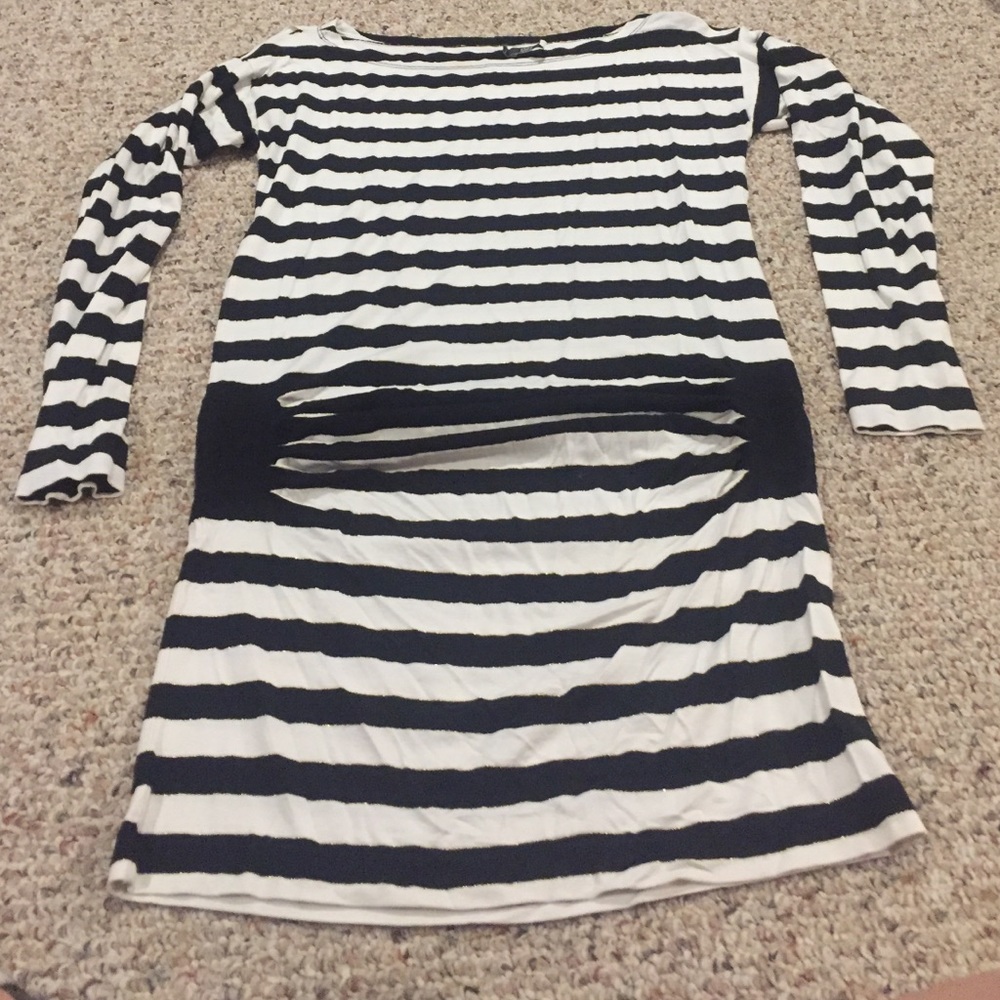 Striped Dress with Rouching on hips