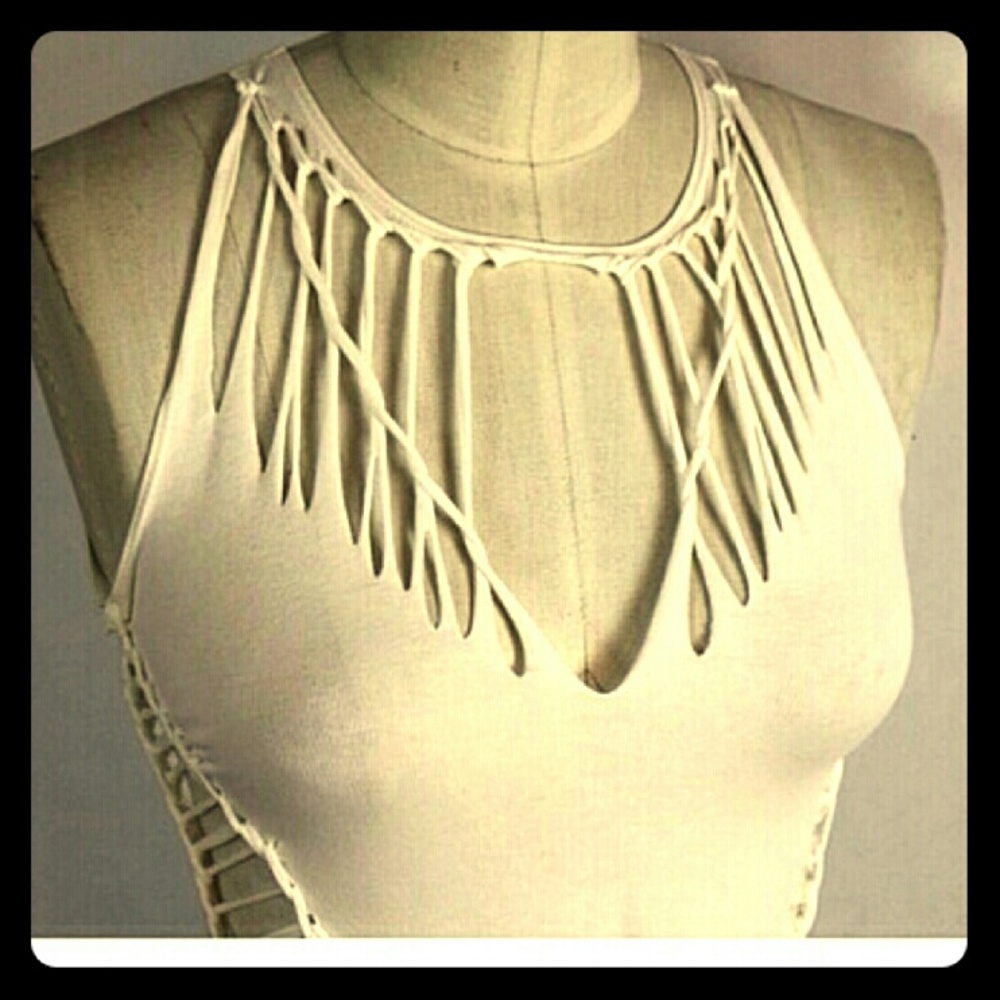 Hand cut white tank made with love