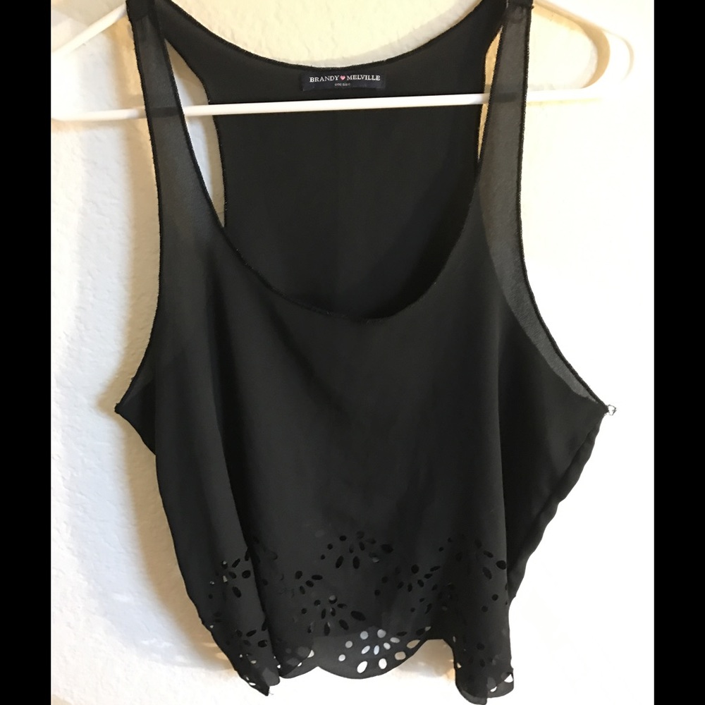 Brandy Melville Black Laser Cut Crop Top