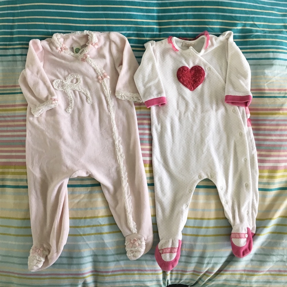 2 Baby girl footed pajamas (little me & mayoral)