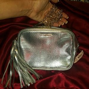 Victoria's Secret silver xbody bag chain strap NWT