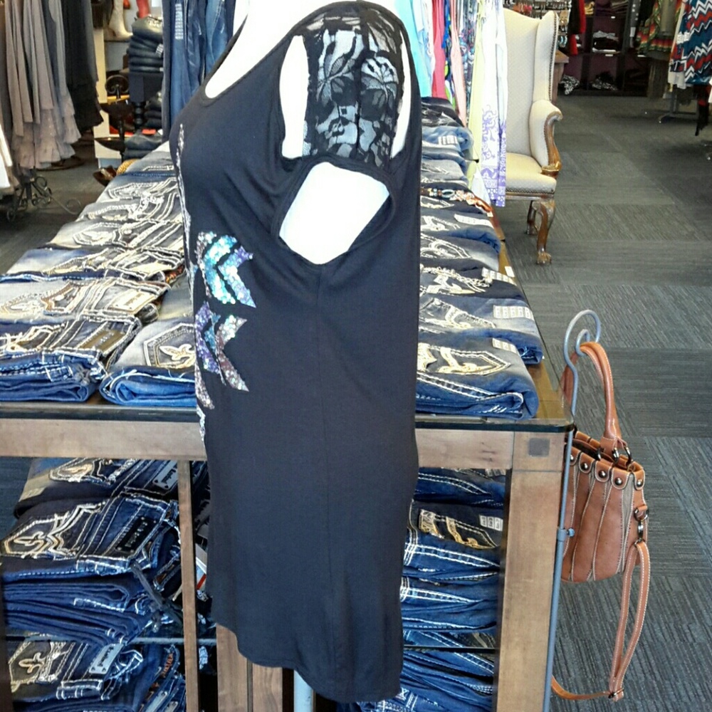 Vocal  Aztec Mini Black/Multi Sequin Dress - Picture 2 of 4