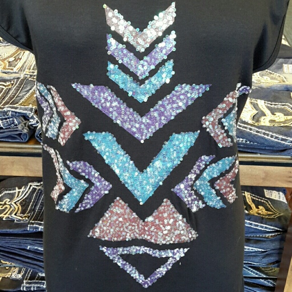 Vocal  Aztec Mini Black/Multi Sequin Dress - Picture 4 of 4