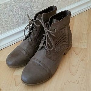 Brown faux leather Lace Up Ankle Boots