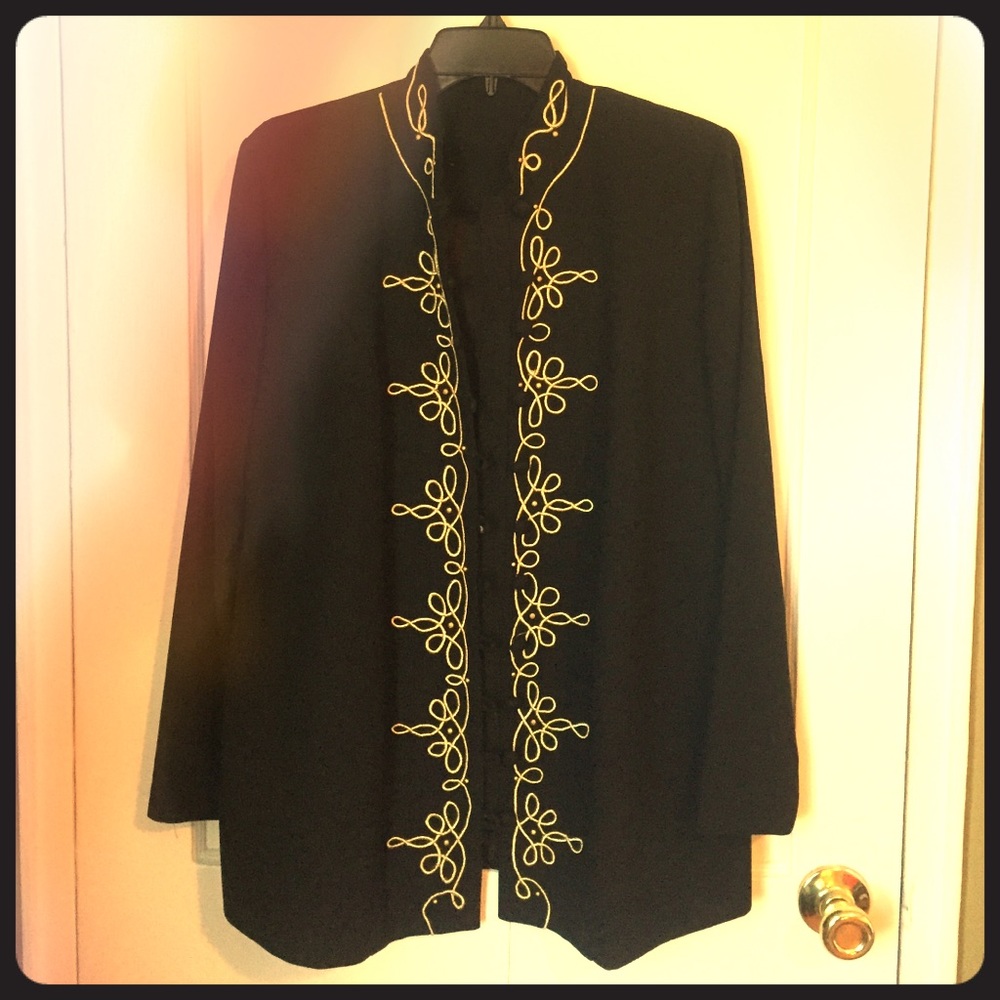 Black Blazer with Custom Patchwork Design