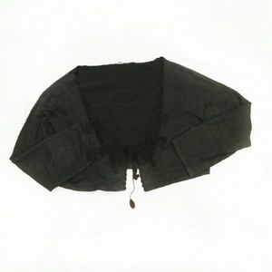 Max Studio Cropped, Thin, Black, Flower Tie Cardi