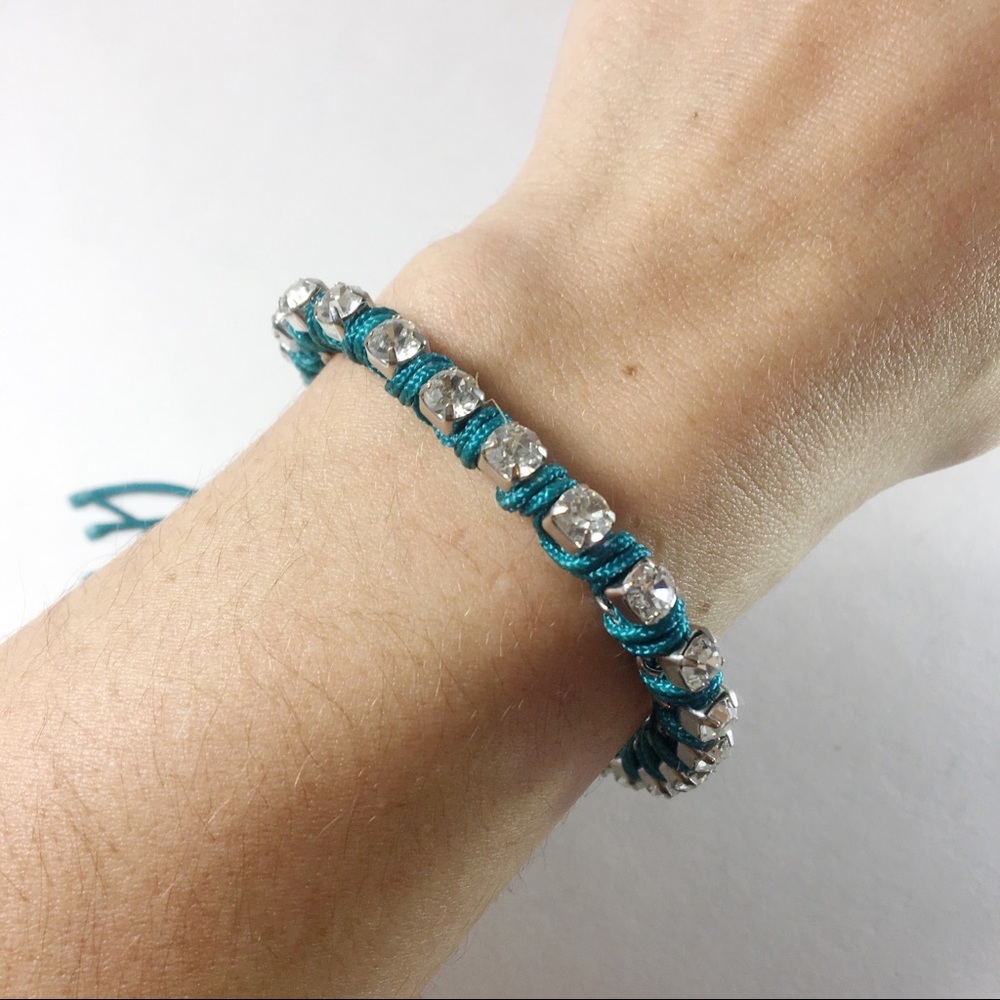 NWOT rhinestone and silk cord bracelet