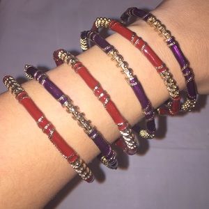 HOT Bangles w/ Gold plated coil, Plum & Cranberry
