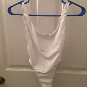 American Apparel White Nylon Tricot High Cut Swim