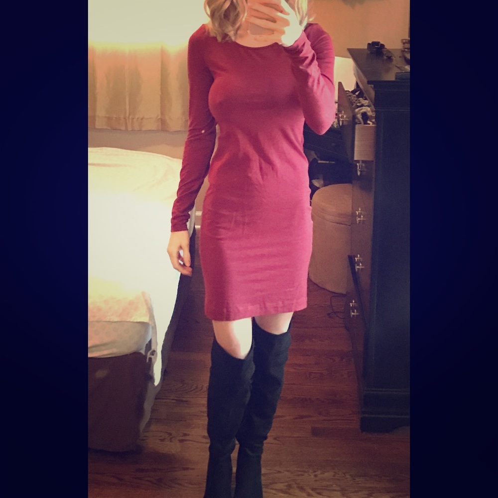 Burgundy midi bodycon dress H&M