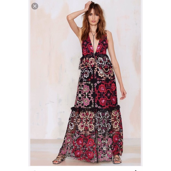 Nasty Gal Lola Embroidered Maxi Dress - Picture 1 of 2