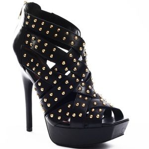 Jessica Simpson gold studded leather heels
