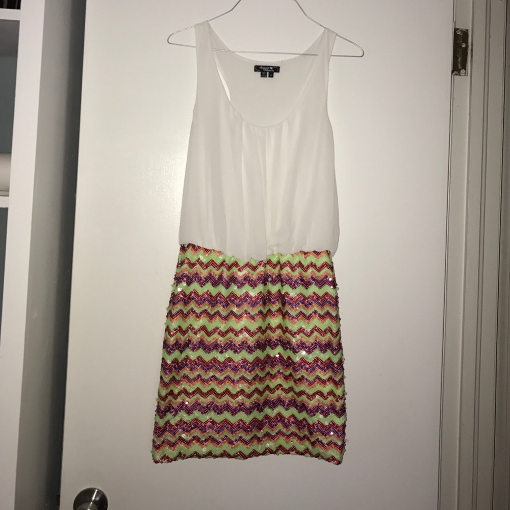 Chevron Sequin Mini Dress