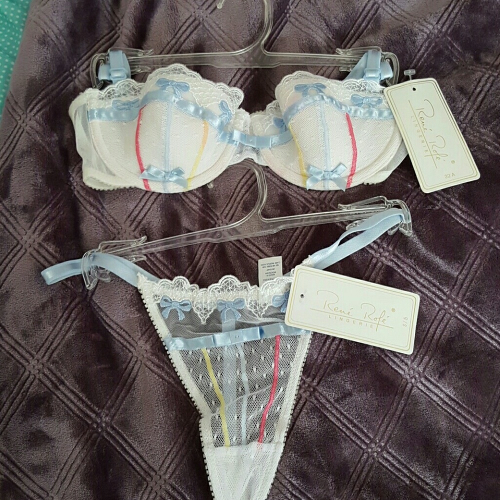 Ribbons & Lace padded pushup bra+panty set