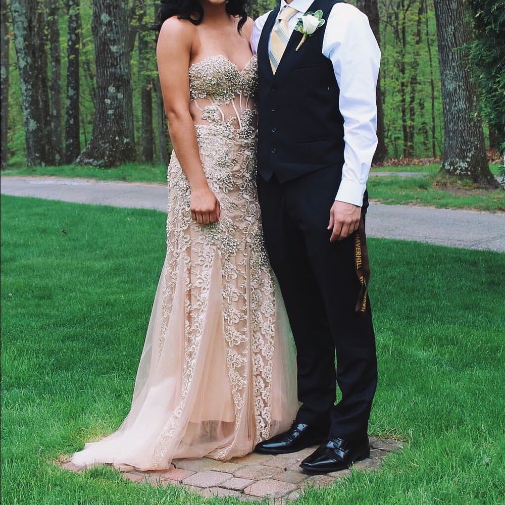 Classy Gold Jovani Prom Dress