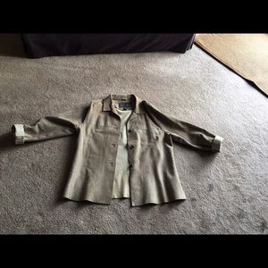 Banana republic genuine leather tan Suede coat