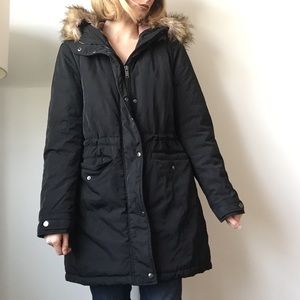 F21 faux fur lined winter coat