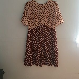 Red and beige polka dot mini dress