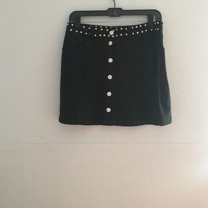 Button down mini skirt with studded detail