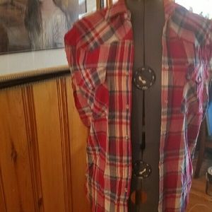 NWOT Edgy Men's Sleeveless Plaid Frayed Edges