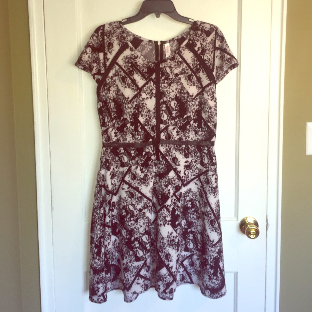 Floral Print Black and White Dress