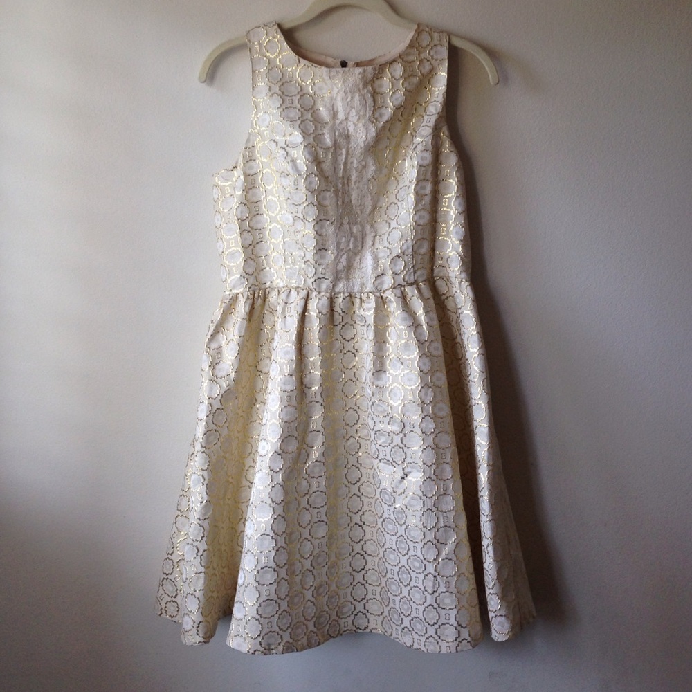 Gorgeous Beige Gold Lace Dress