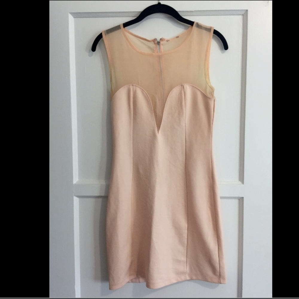 TOPSHOP Coral Mesh Body Con Dress