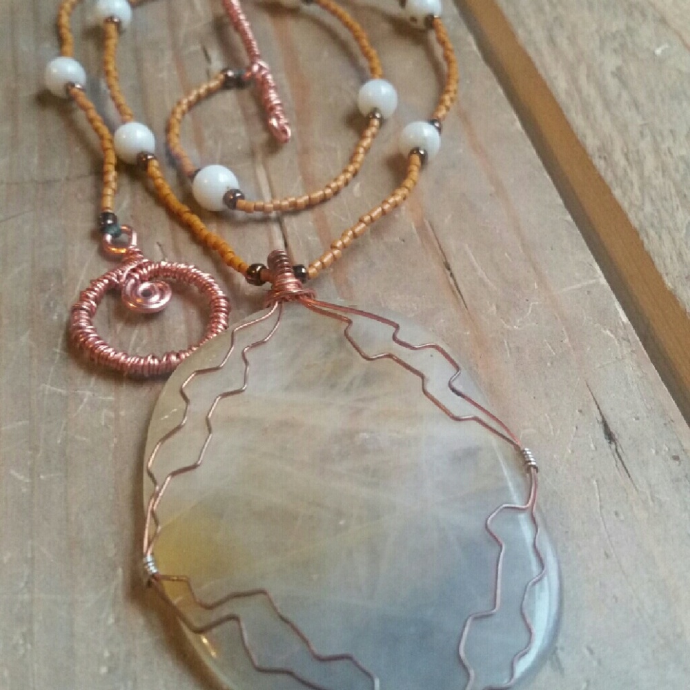 Wire wrapped agate necklace *SALE*