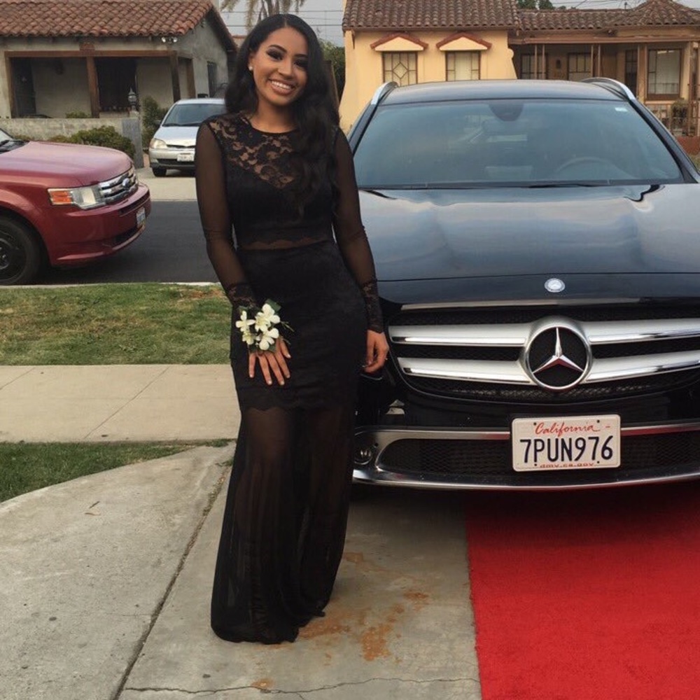 Black Lacy Sheer Prom dress