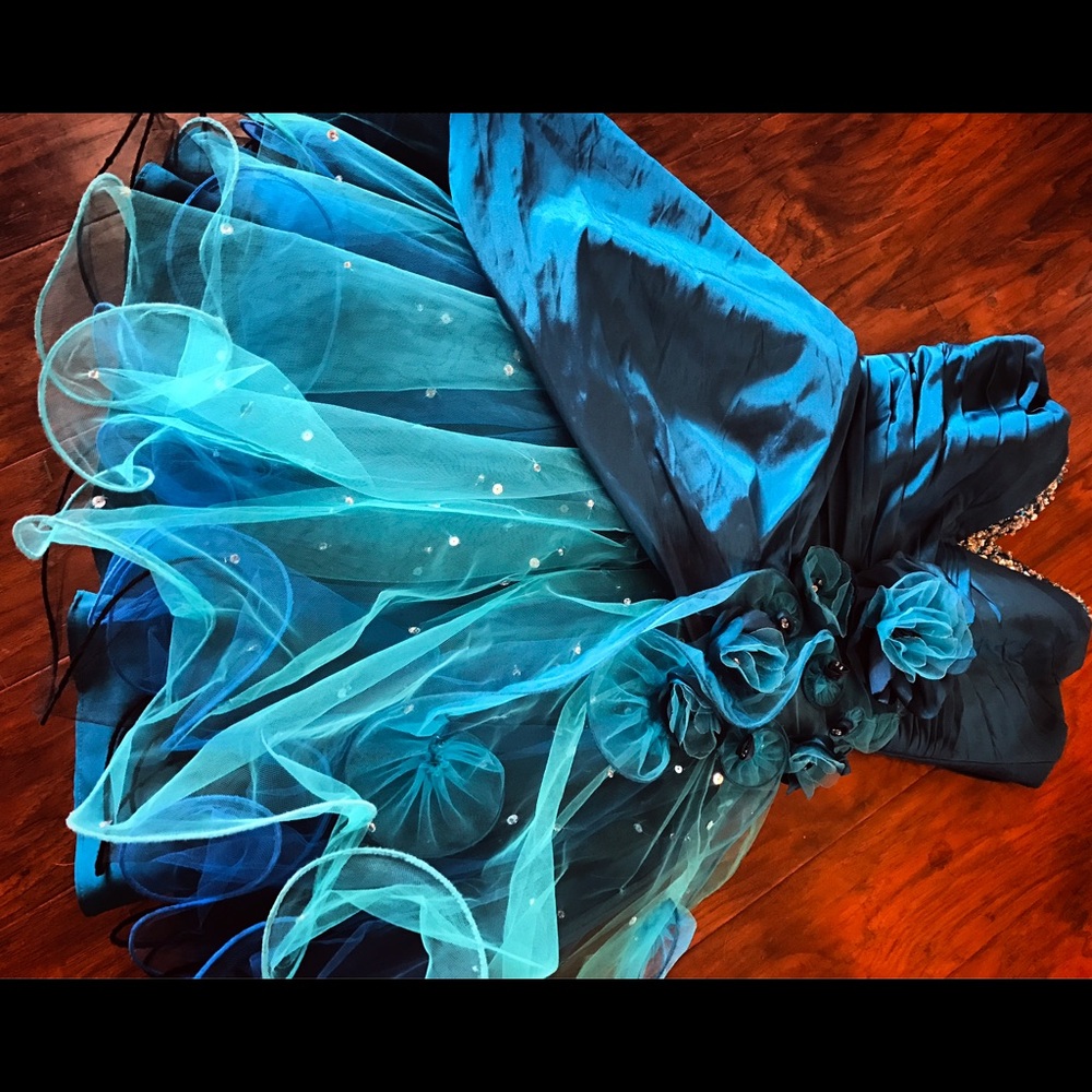 Shades of Blue Tulle Homecoming Dress