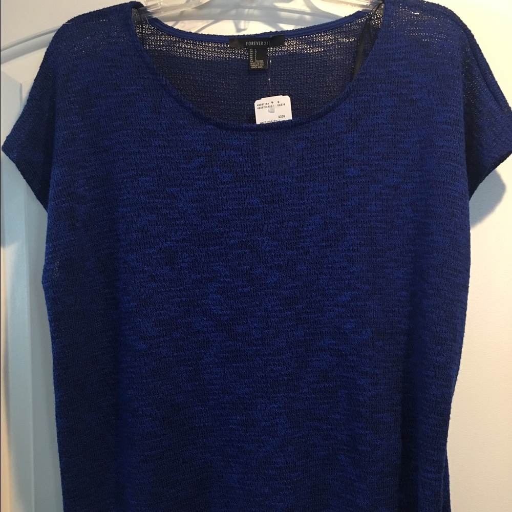 Forever 21 Blue/Black Short Sleeve Top
