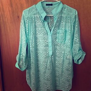 Aqua half button tunic